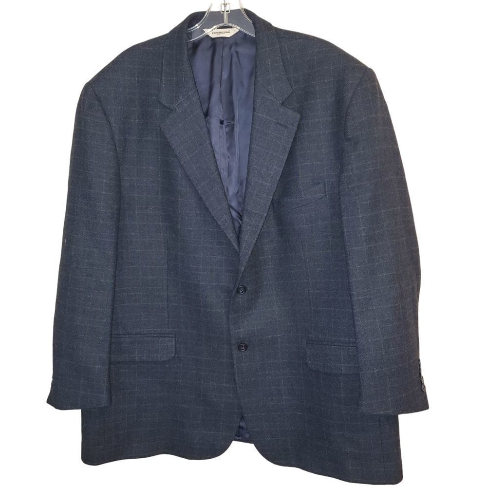 Pronto Uomo 2 Button windowpane Plaid Blazer Wool Sport Coat Jacket Men Size 50R